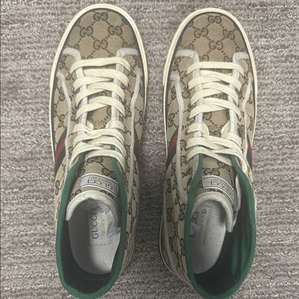 Gucci High-Top Sneakers - Beige and Green